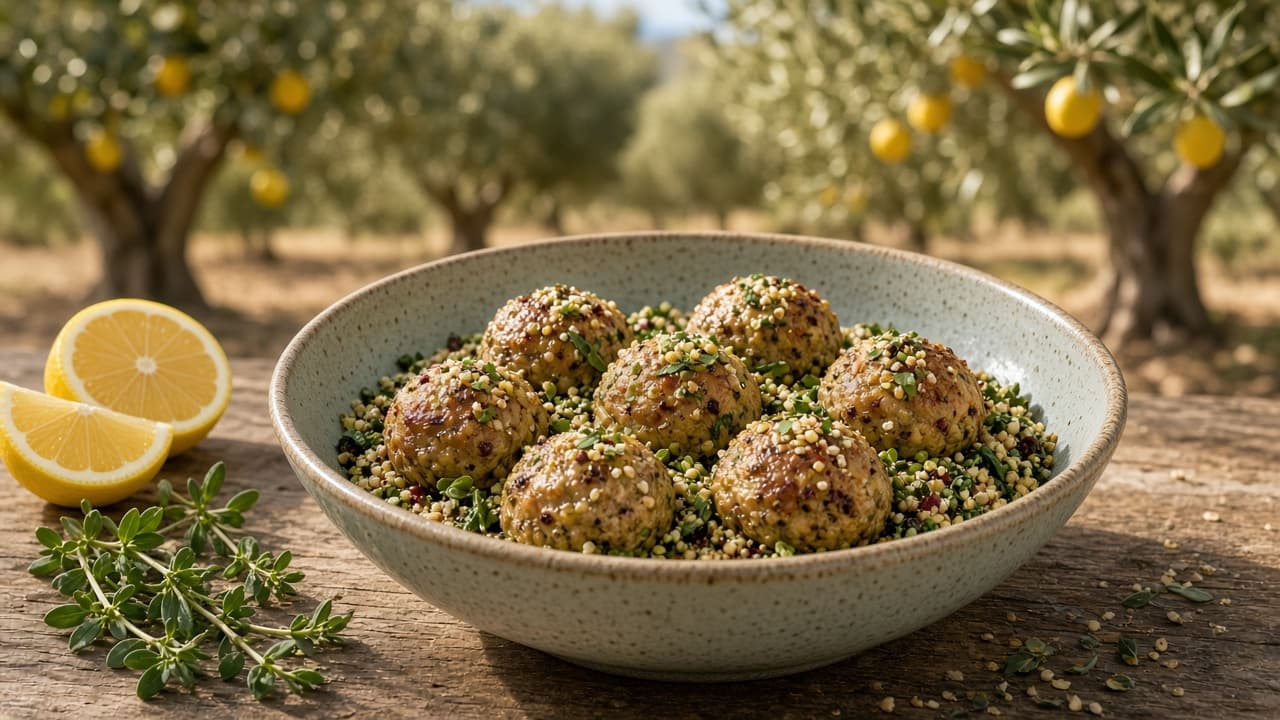Lemon-Herb Turkey Meatballs with Spinach Quinoa