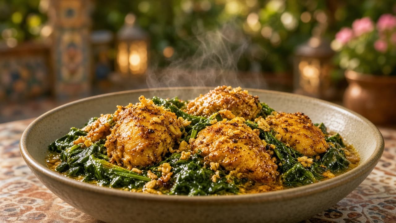 Turmeric-Garlic Chicken with Spinach