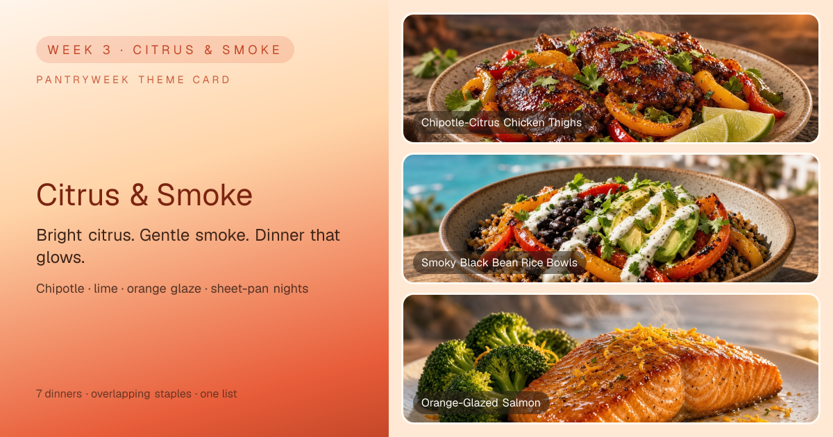 Week 3: Citrus & Smoke — PantryWeek share card